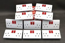 Pack of 1,3,5,10 MK 13A 2 Gang DP Switched Socket with Red Rockers K2747D1WHI