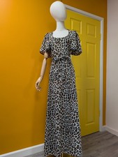 Vintage 1970s Richard Shops Leopard Print Maxi Dress - Size 8