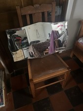 Art Deco Bevelled Mirror With Oak Backing