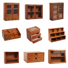 Wooden Storage Box Cabinet Cosmetics Organizer Desktop Jewellery Display Shelf