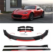 For Mazda MK3 MK5 MX5 Front Bumper Lip Spoiler Splitter +Side Skirts Black ＆ Red