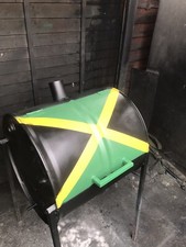 Professional Small Oil Drum BBQ Jamaican Flag Jerk Pan with removable legs