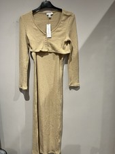 TOPSHOP Womans Petite Fluffy Rib Cardigan Midi Dress In Beige Size UK14 EUR42