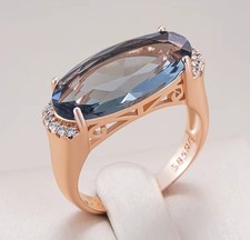 Elegant Crystal 585 Rolled Rolled Rose Gold 14K Ring Size 18 Jewelry Box