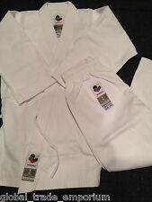 NEW ARAWAZA WHITE KIDS WKF KARATE SUIT GI UNIFORM HEAVYWEIGHT 12oz