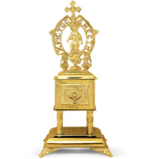 Christ is Risen Greek Orthodox Gold Plated Brass Safe Statue of Jesus Tabernacle