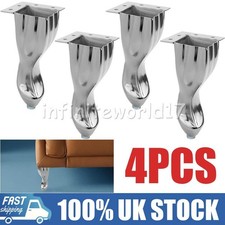 4x CHROME FURNITURE FEET LEGS FOR SOFA, BEDS, CHAIRS, STOOLS, TABLE PRE DRILLED