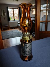 VINTAGE AMBER GLASS OIL LAMP