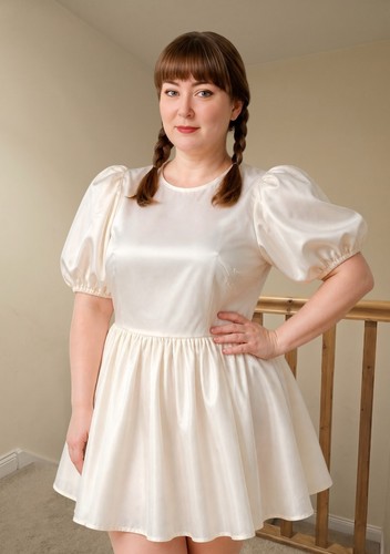 Boohoo taffeta ivory puff