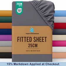 Extra Deep 25 CM Fitted Sheet Single Double King Size Microfibre Bed Sheets Uk
