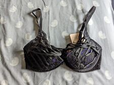 Agent Provocateur Purple Black Lace Rudy Bra 34C New