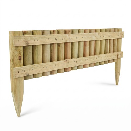 Wooden log picket border - border, fence