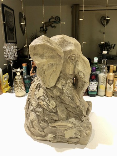 Large wooden effect elephant - effect,