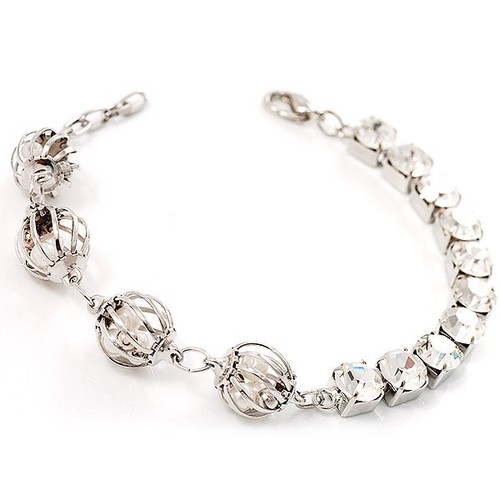 Silver tone crystal - silver,