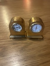 Set Of Two Park Lane Gold Miniature Quartz Clocks