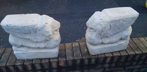 Garden stone lions set - stone,