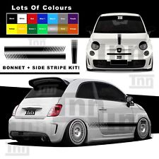 Side Stripes Abarth Fiat 500 Bonnet Stickers Stripes Decals Graphic Badge Livery