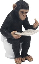 CHEEKY MONKEY READING ON THE TOILET ORNAMENT HOME DECOR