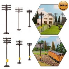 24pcs HO Gauge Telephone Pole 1:87 Power Tel Poles 10.5cm Model Railroad Diorama