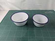 SET 2 Vintage White Blue Trim