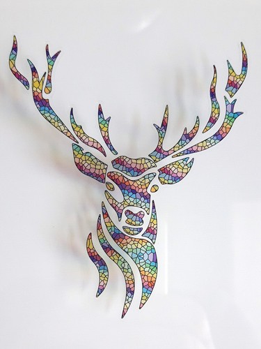 Stag head static cling - head, window
