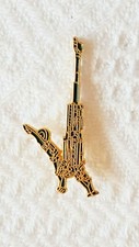 Brooch Badge ~ Saxophone ~ Musical Instrument ~ Gold Tone & Black