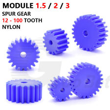 Nylon Spur Gear 12-100 Tooth Module 1.5 2 3 Pinion Motor Gear Flat Plastic Blue