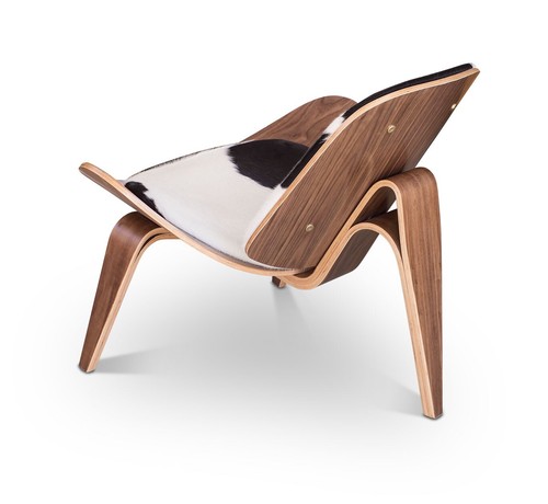 Shell chair with cowhide hans - with,