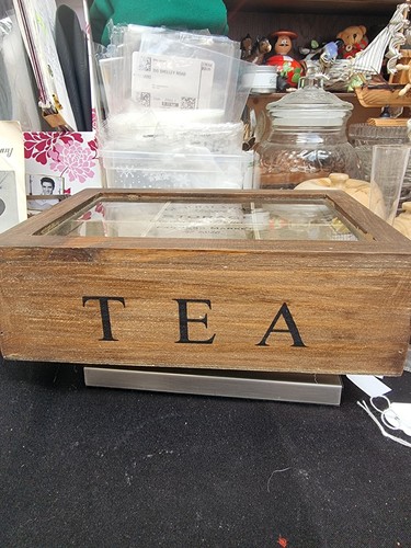 Rustic wooden tea box - tea,