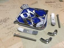RAC-CAR-BADGE-BAR-BADGE-CHROME-PLATE-BLUE-BACKING OUTER HOLES AA