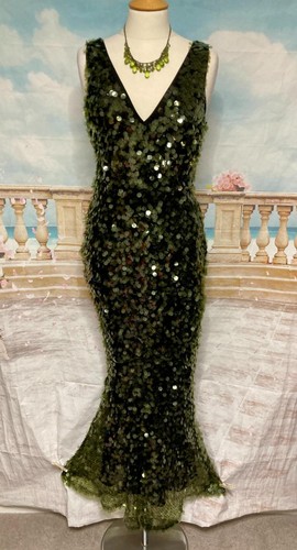 Black green sequin dress - black,
