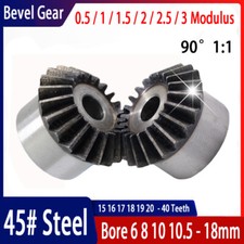 Bevel Gears 0.5 1 1.5 2 2.5 3 Mod 15-40 Teeth 1:1 90° Bevels 45# Steel Hard