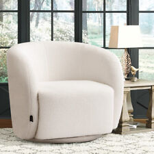 Swivel Round Cuddle Chair Fabric Snuggle Armchair Sofas Curved Back Metal Base