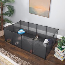 Pet Exercise Play Pen with Bottom, DIY Enclosure Fence Cage for Small Animals