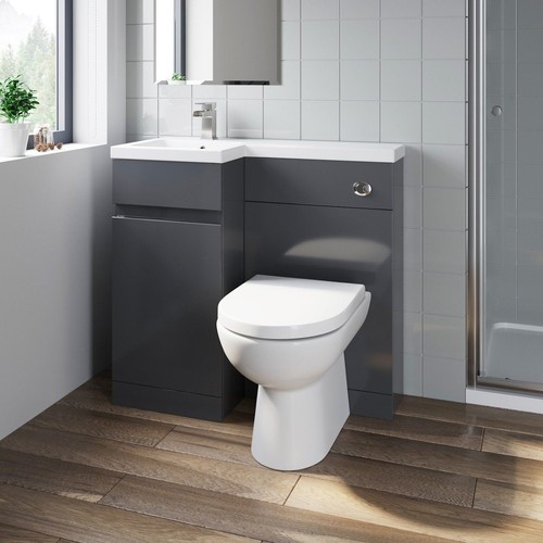 Grey bathroom vanity unit - bathroom,