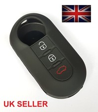 For Fiat Abarth 500 500L Key Cover 3 Button Black Silicone Fob Case Remote 1