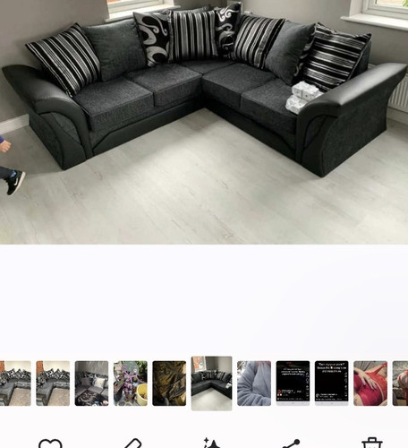 Corner sofa dark grey black - dark, &
