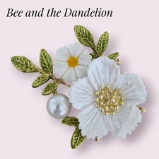 Primrose Enamel Flower Brooch With Faux Pearl