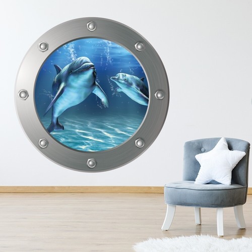 Dolphin friends porthole wall - porthole,