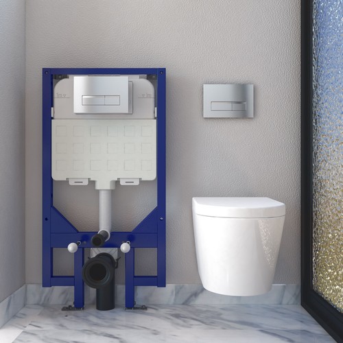 Round rimless wall hung toilet - wall,