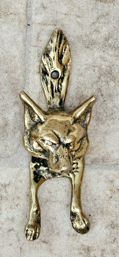Vintage brass fox door knocker - brass,