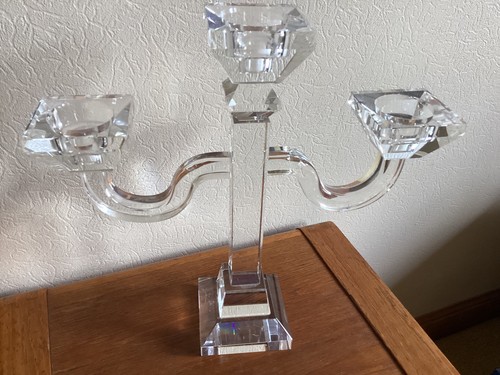 Large glass crystal candle - glass,