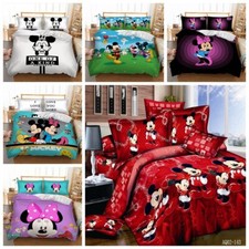 Mickey Minnie Mouse Duvet Cover Set Bedding Single Double King Size Pillowcase