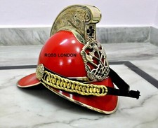 Brass Fireman Helmet Fire Fighter Red Finish Fireman Victorian British Chief