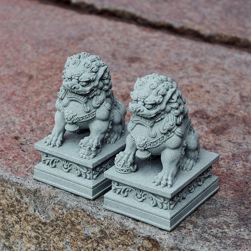 Mini stone lion statues - lion,