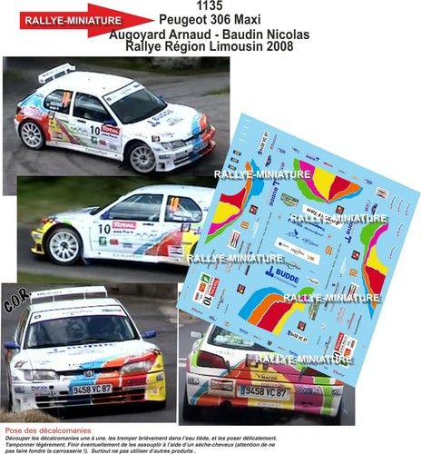 Decals ref 1135 peugeot - 1/43,