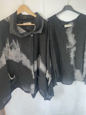 Ivan Grundahl Copenhagen Fabulous Top  (36) & Jacket Linen 92%  (40 )Black Grey