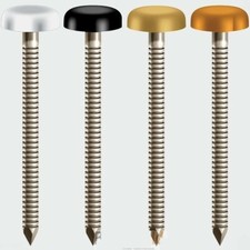 PLASTIC HEADED TOP STEEL NAILS PINS PLASTOP, UPVC FASCIA SOFFIT CLADDING