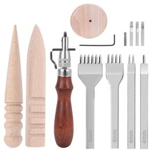 Leather Craft Hand Tools Kit Leather Working Tools Set Groover Hole Prong Punch
