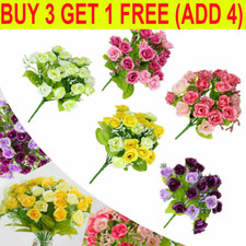 21 Heads Artificial Small Rose Silk Flowers for Wedding Bunch Bouquet Home Decor